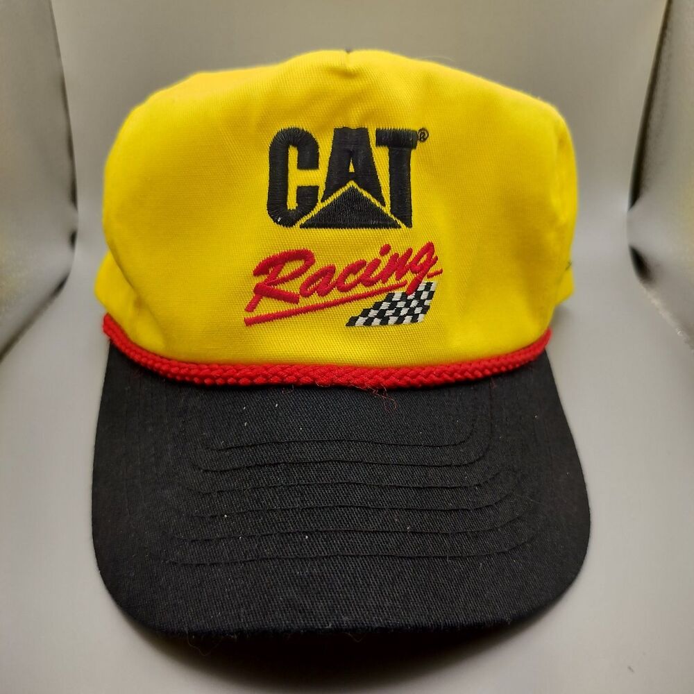 CAT Racing Cap Men's Snapback Yellow Black Vintage #96 David Green
